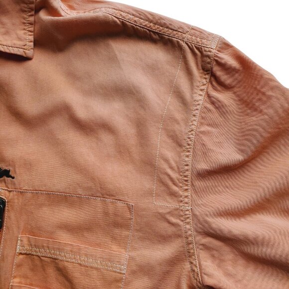 A.Tiziano Orange Cotton Button Up Shirt Logo LS‎ Urban Streetwear Zipper 2X - Picture 6 of 16